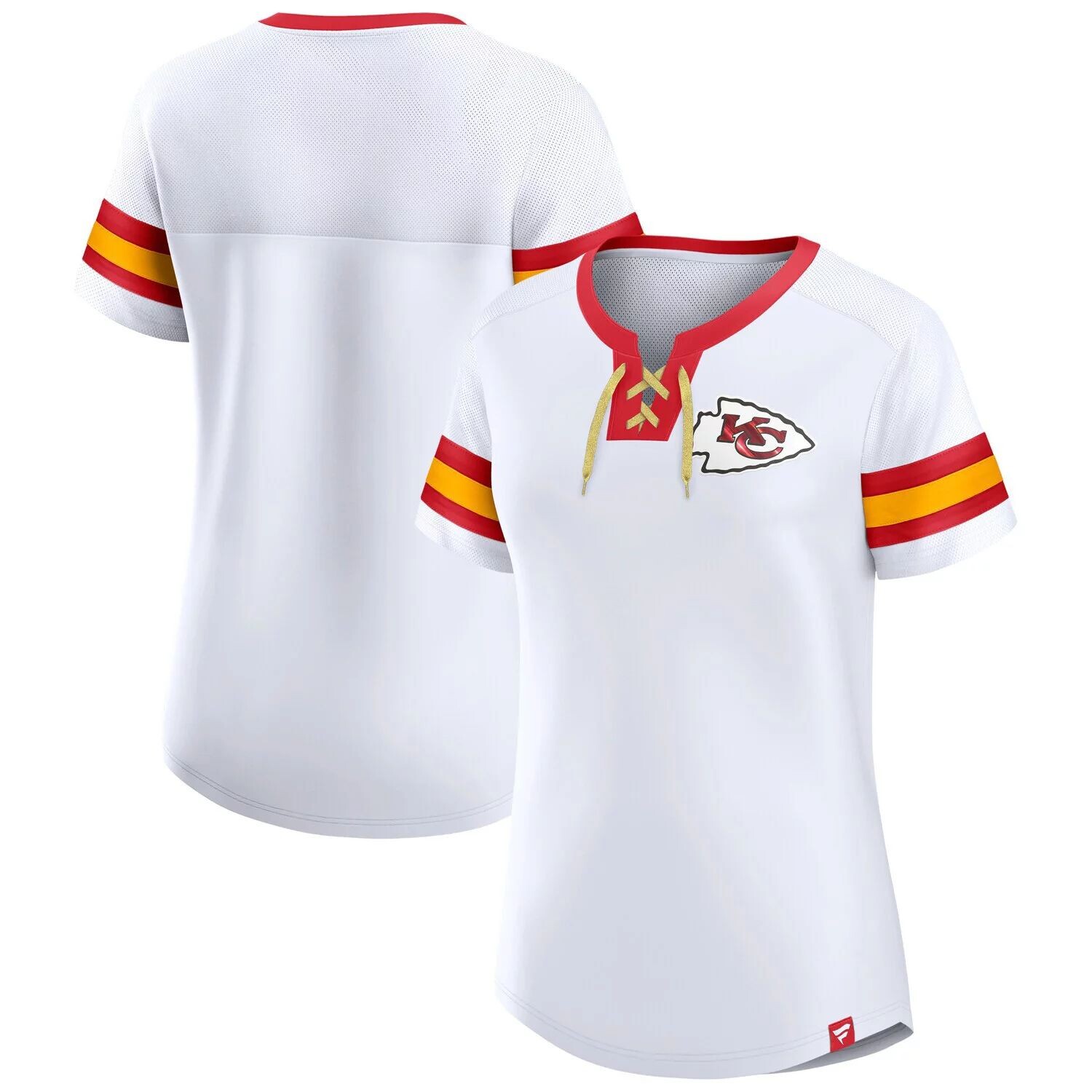 

Женская белая футболка Fanatics Kansas City Chiefs Sunday Best на шнуровке Fanatics, Белый