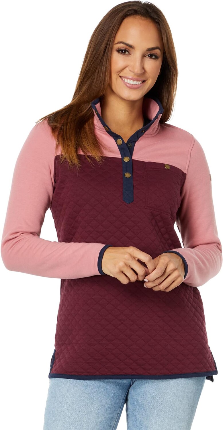 

Толстовка Quilted Sweatshirt Mock Neck Tunic Color-Block L.L.Bean, цвет Rose Wash/Deep Wine