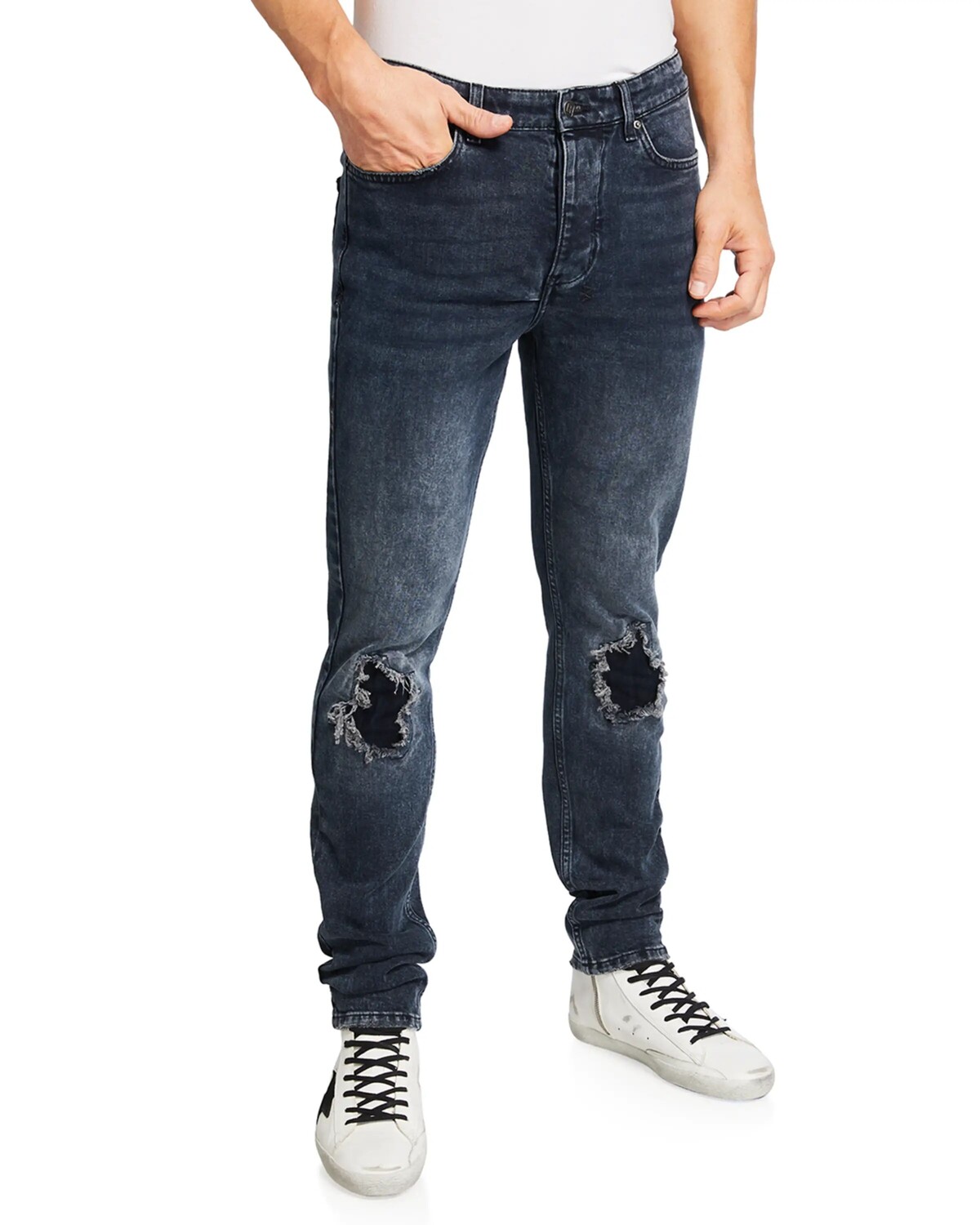 

Мужские джинсы узкого кроя с разрезами Chitch Ksubi, цвет Denim