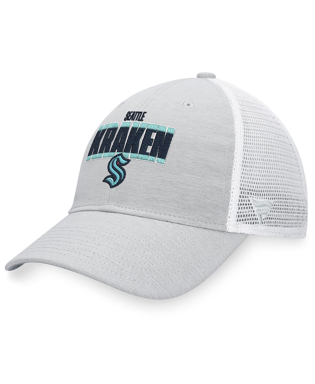 цена Мужская фирменная кепка с логотипом Heather Grey, White Seattle Kraken Team Trucker Snapback Fanatics