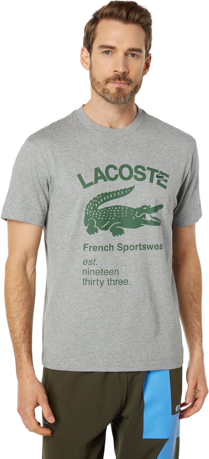 

Футболка с графическим принтом под крокодила Lacoste, цвет Heather Agate