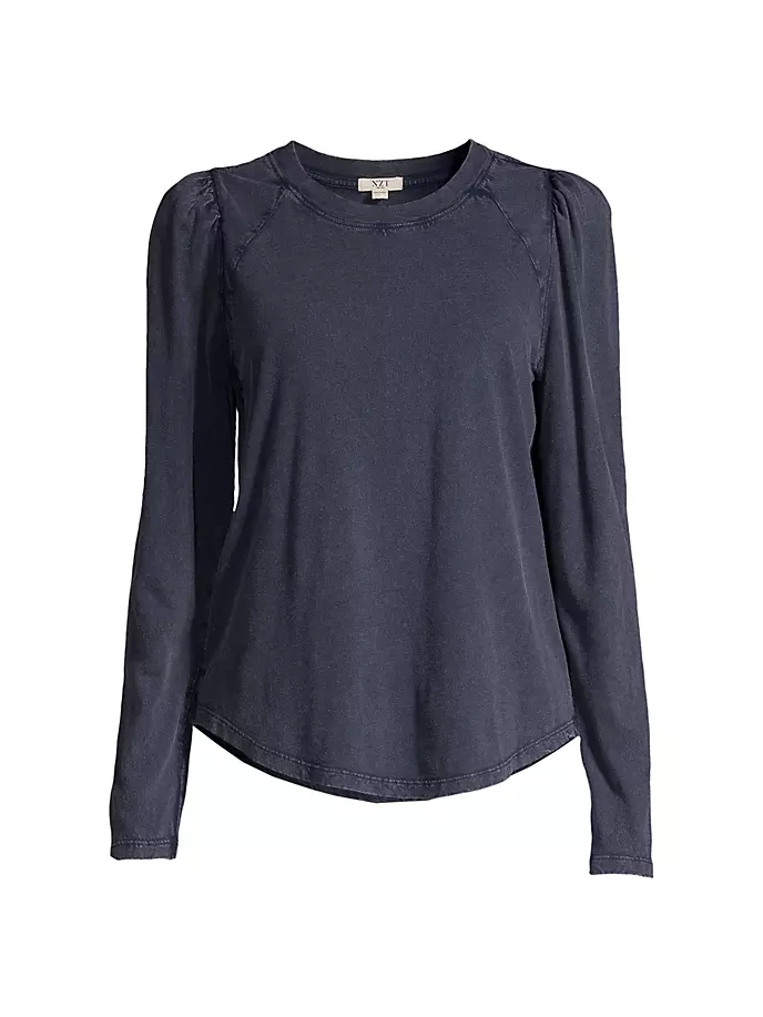 

Блузка с круглым вырезом и пышными плечами Nic+Zoe, цвет washed indigo