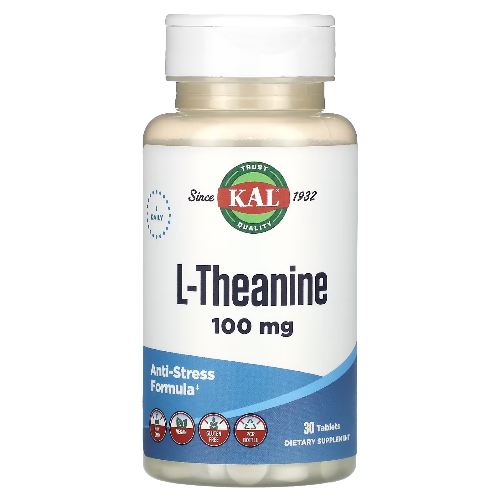 L-теанин KAL, 100 мг, 30 таблеток kal l теанин 100 мг 30 таблеток