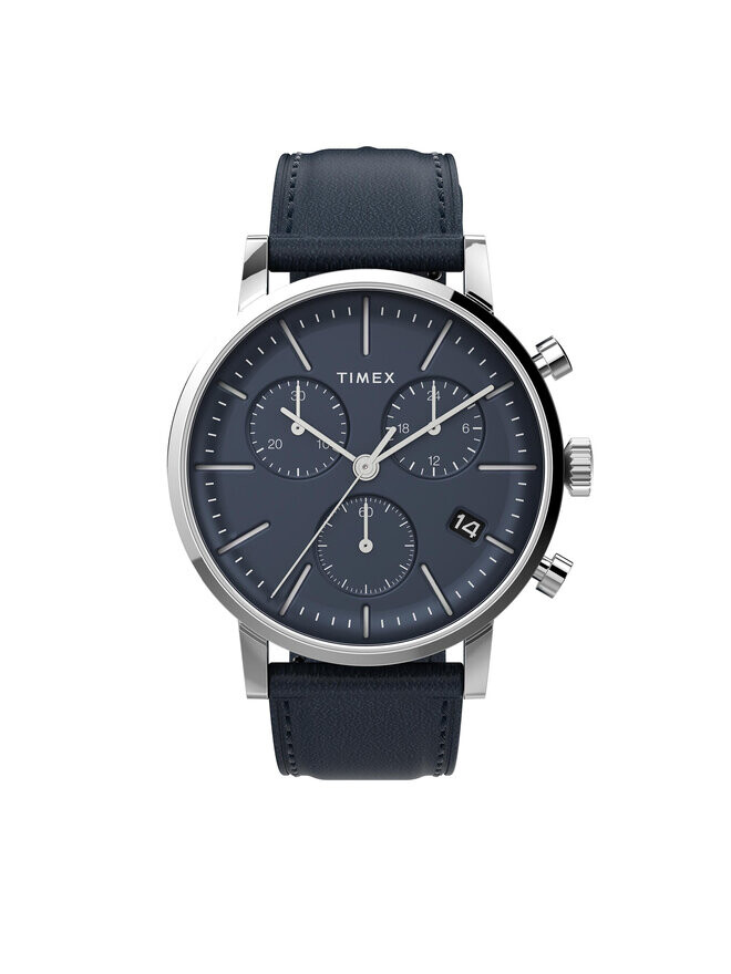 

Часы Midtown Chronograph TW2V36800 Timex, серебряный/темно-синий