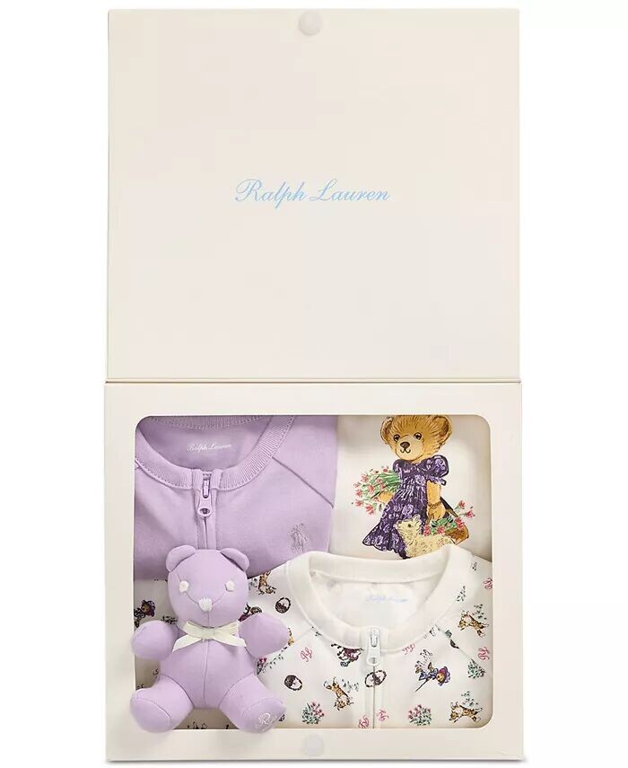 

Подарочный набор с мишкой-поло для маленьких девочек Polo Ralph Lauren, бежевый