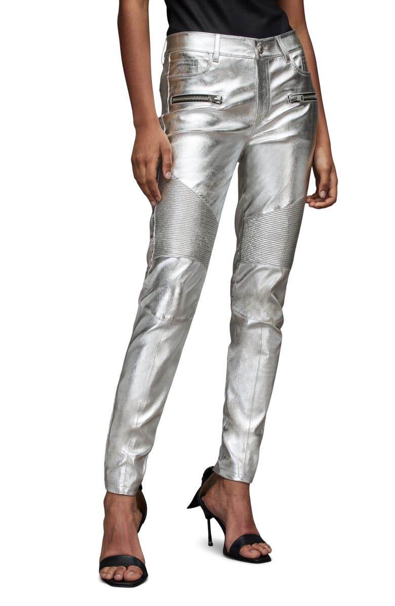

Кожаные байкерские штаны Suri ALLSAINTS, серый