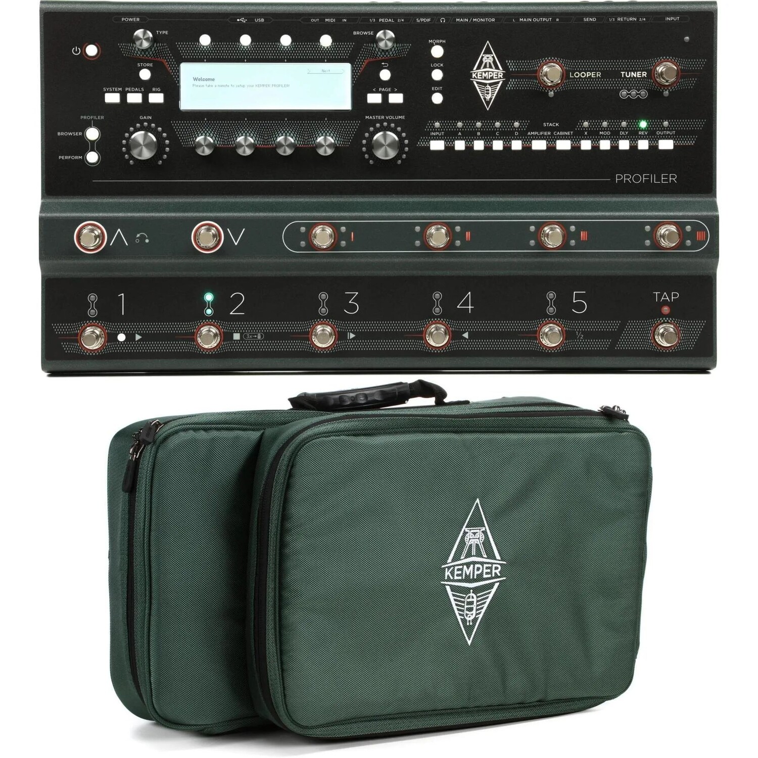 

Новый профилировщик усилителя Kemper Profiler Stage Floorboard и сумка для концерта