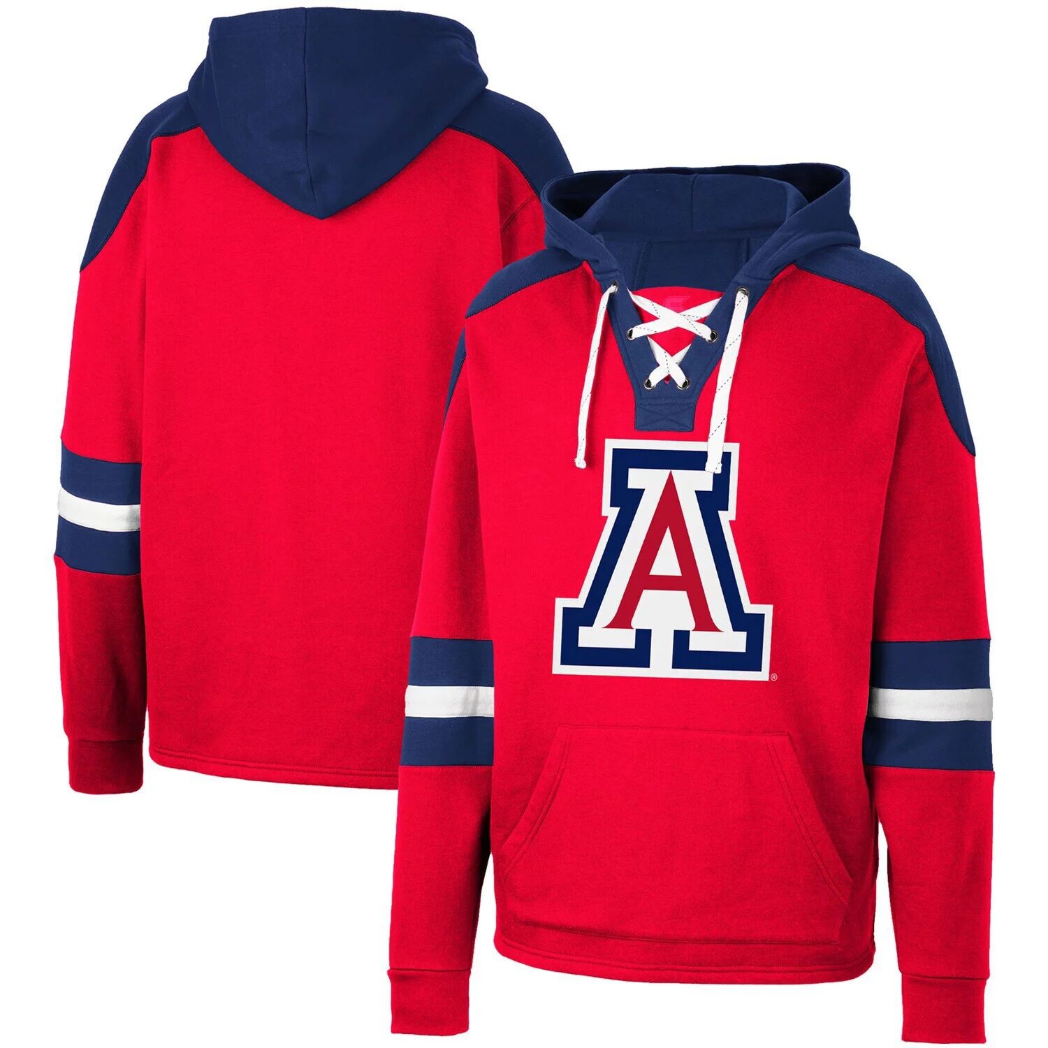 

Мужской пуловер с капюшоном Colosseum Red Arizona Wildcats на шнуровке 4.0