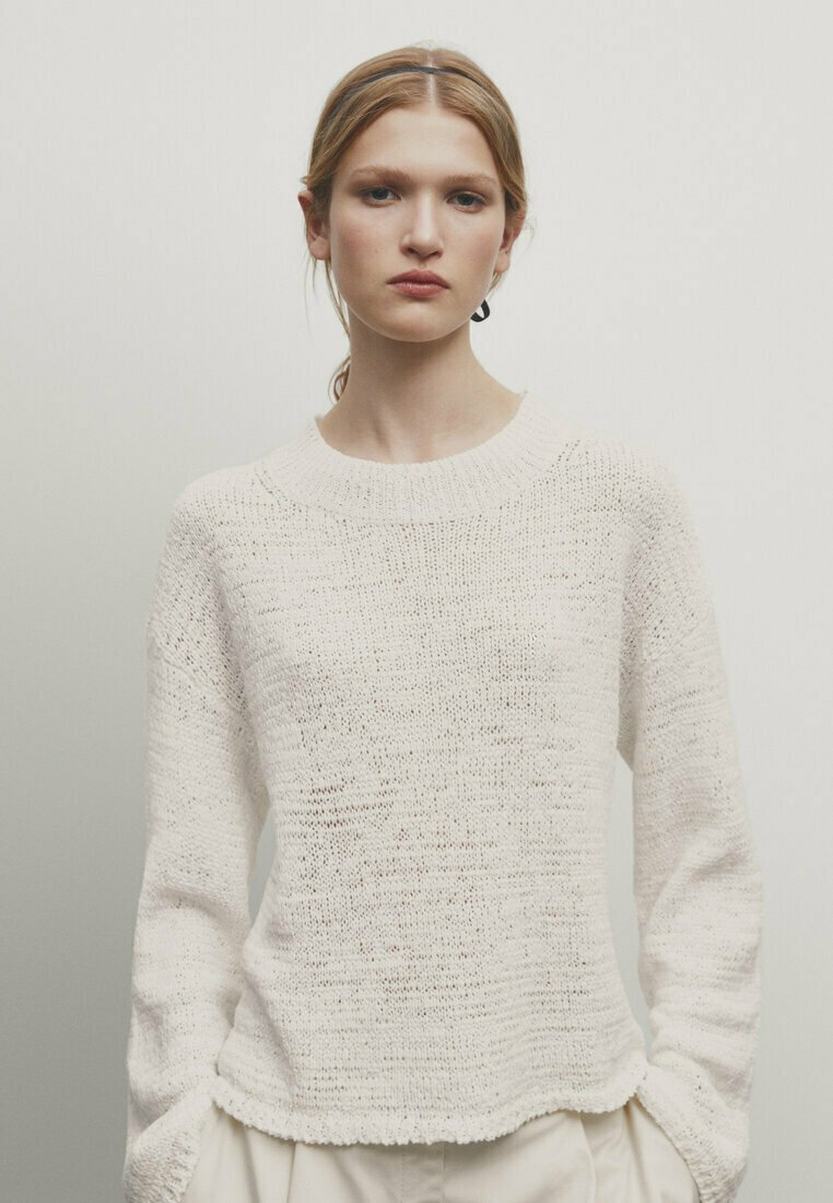 Вязаный свитер ROUND NECK Massimo Dutti, цвет beige свитер massimo dutti blend round neck ванилла
