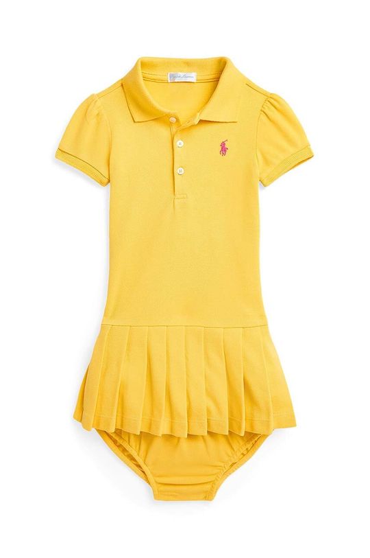 цена Хлопковое платье для новорожденных Polo Ralph Lauren, желтый