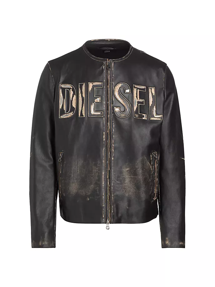 

Мотоциклетная куртка из металлической кожи Diesel, черный