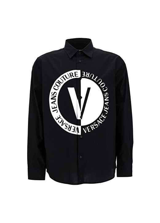 

Черная мужская рубашка с рубашечным воротником Slim Fit Versace Jeans Couture