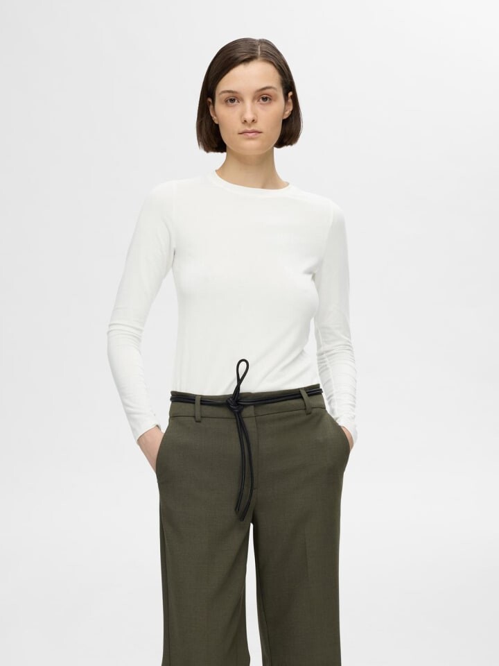 

Футболка SELECTED FEMME Langarmshirt Slim Fit Rundhals Basic, белый