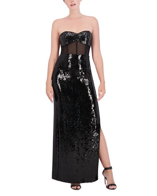 

Платье без бретелек с блестками BCBGMAXAZRIA, цвет Black