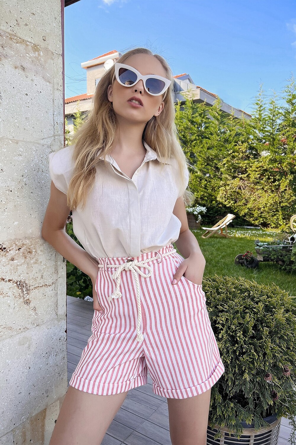 

Шорты - Розовый - Высокая талия Trend Alaçatı Stili, розовый