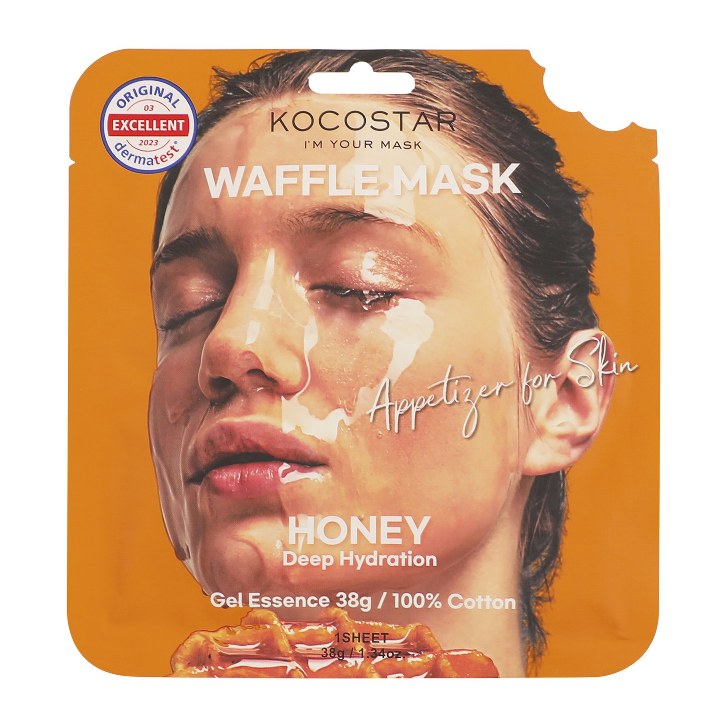 маска для лица kocostar противовоспалительная вафельная маска для лица черничное наслаждение waffle mask blueberry Медовая маска для лица Kocostar Waffle Mask, 38 гр