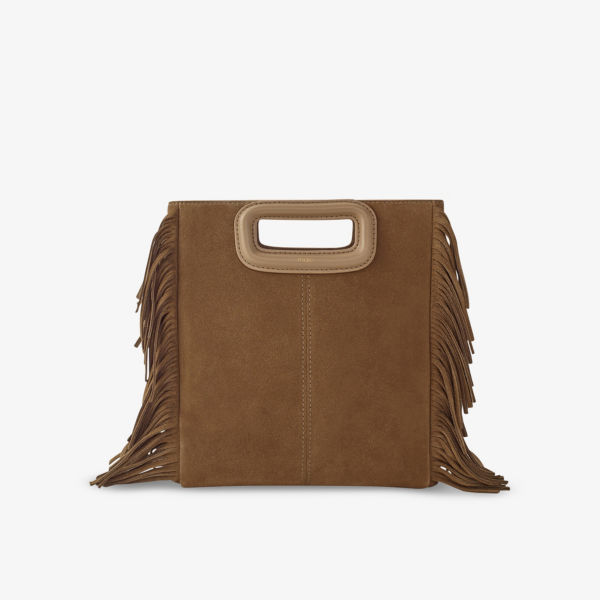 Замшевая сумка на плечо m с бахромой Maje, цвет bruns
