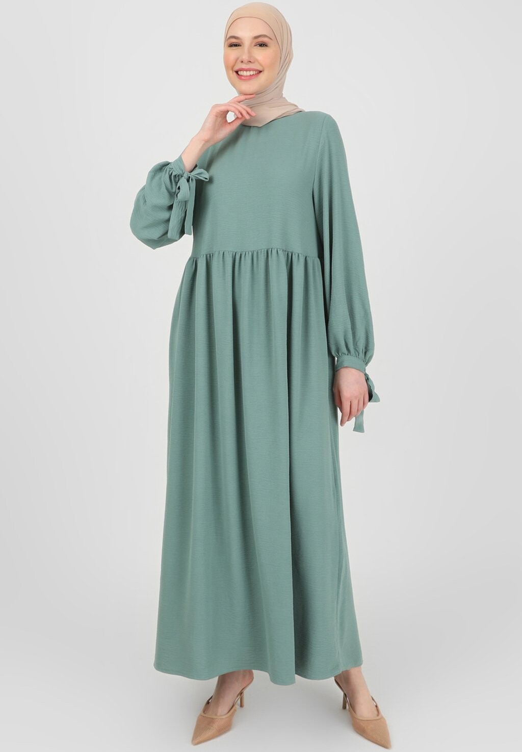 

Платье макси CREW NECK REFKA CASUAL Modanisa, цвет green