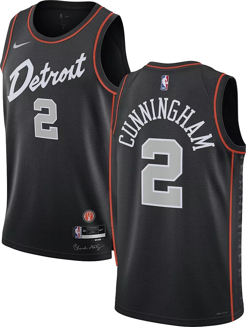 

Мужская черная майка Nike City Edition Detroit Pistons Cade Cunningham #2 2023-24 City Edition