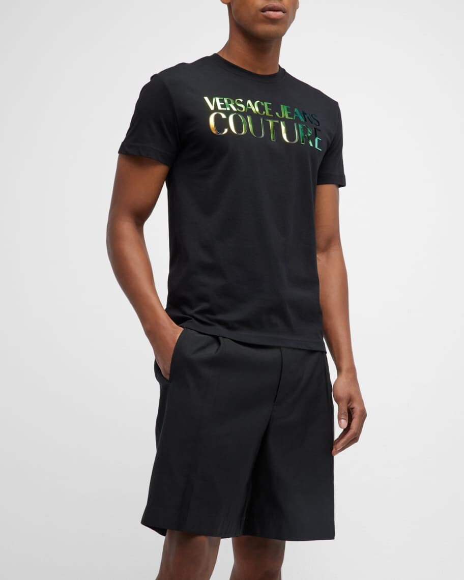 

Мужская футболка с логотипом и голограммой Versace Jeans Couture