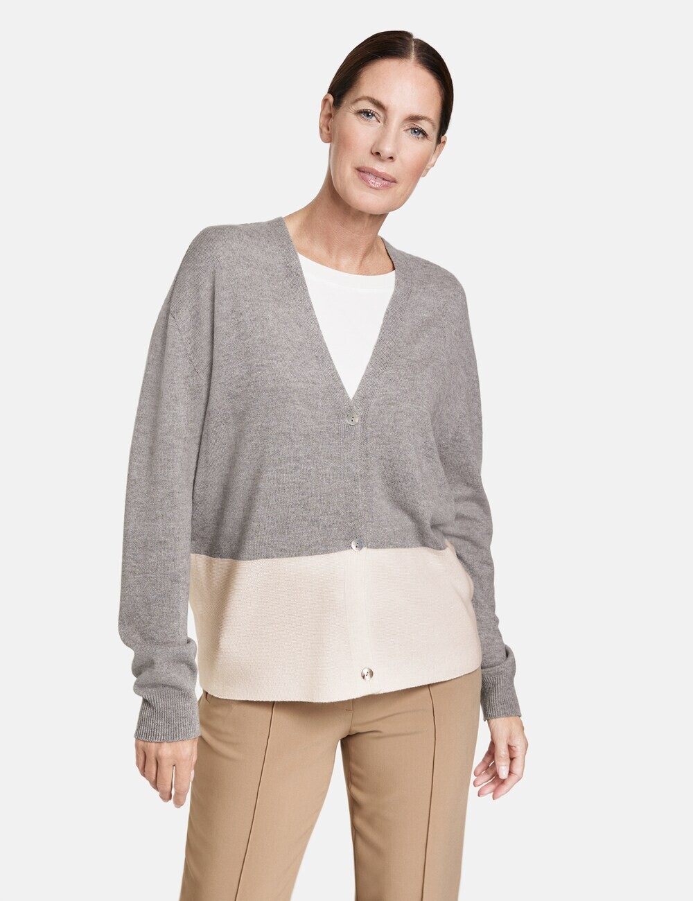 

Вязаный кардиган Gerry Weber, светло-серый/белый