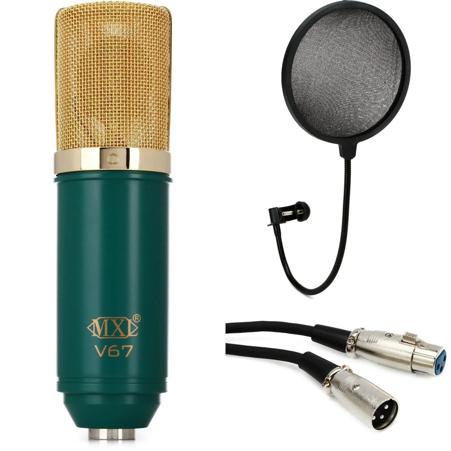 

MXL V67G Комплект конденсаторных микрофонов с большой диафрагмой, поп-фильтром и кабелем