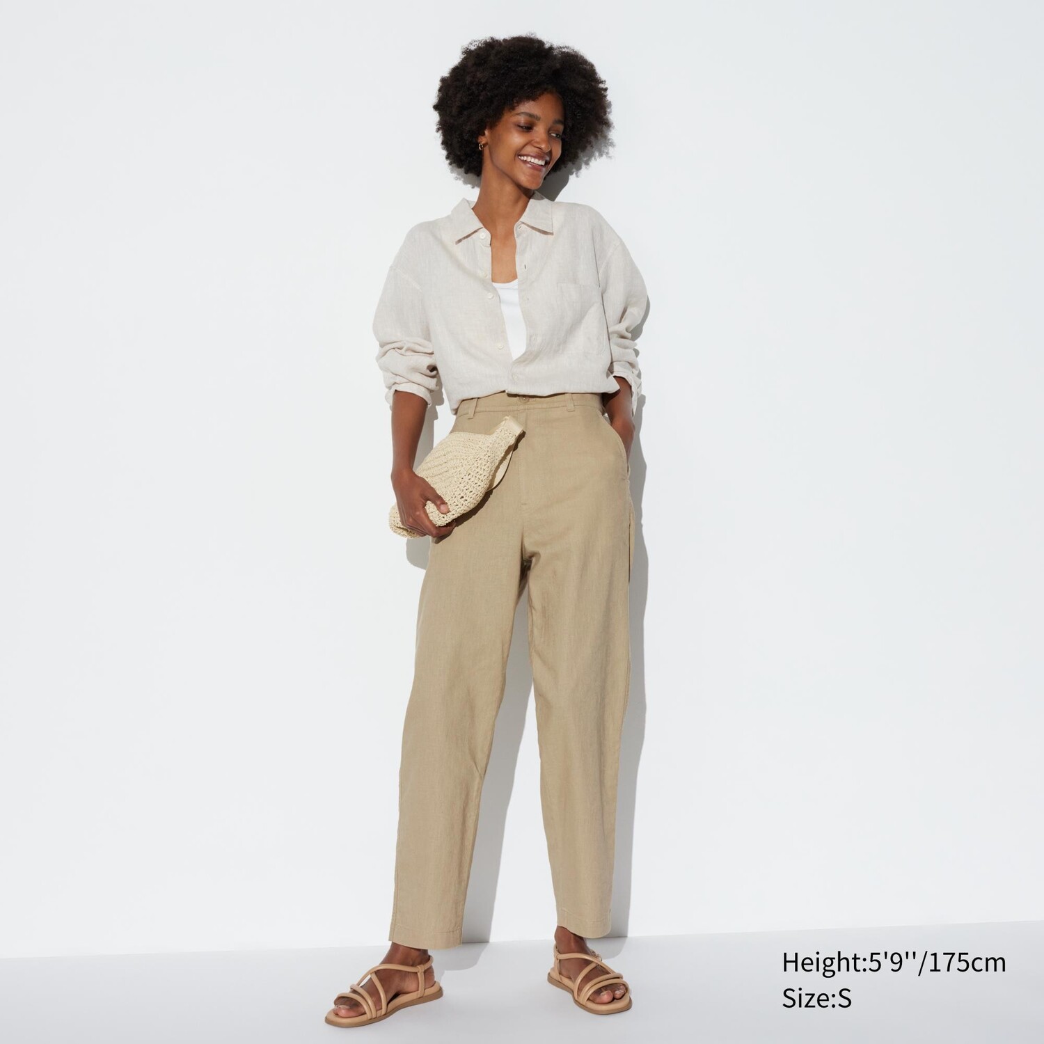 

Брюки UNIQLO из льна и хлопка, бежевый