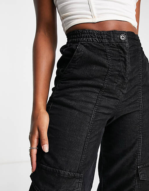

Черные вельветовые брюки в стиле милитари Topshop Tall, Черный