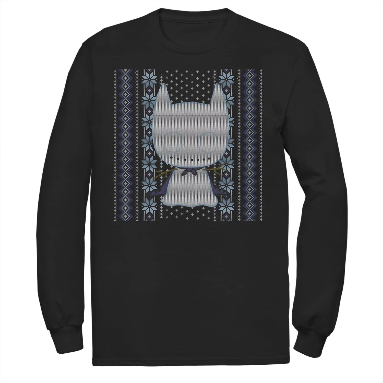 Мужская футболка в рождественском стиле с свитером в стиле DC Comics в стиле чиби и Бэтмена