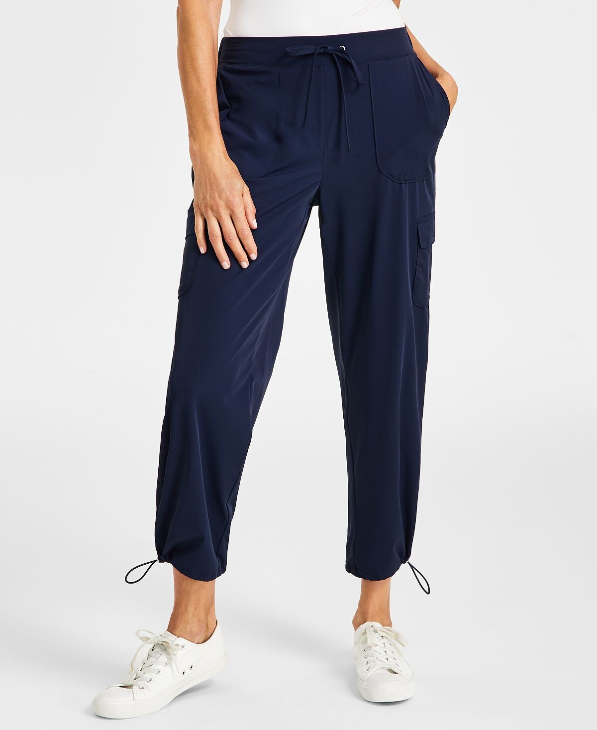 

Миниатюрные однотонные универсальные брюки с завязками на подоле Style & Co