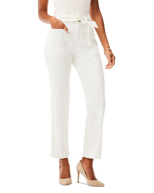 Прямые джинсы до щиколотки с поясом цвета Paper White NIC+ZOE, цвет White