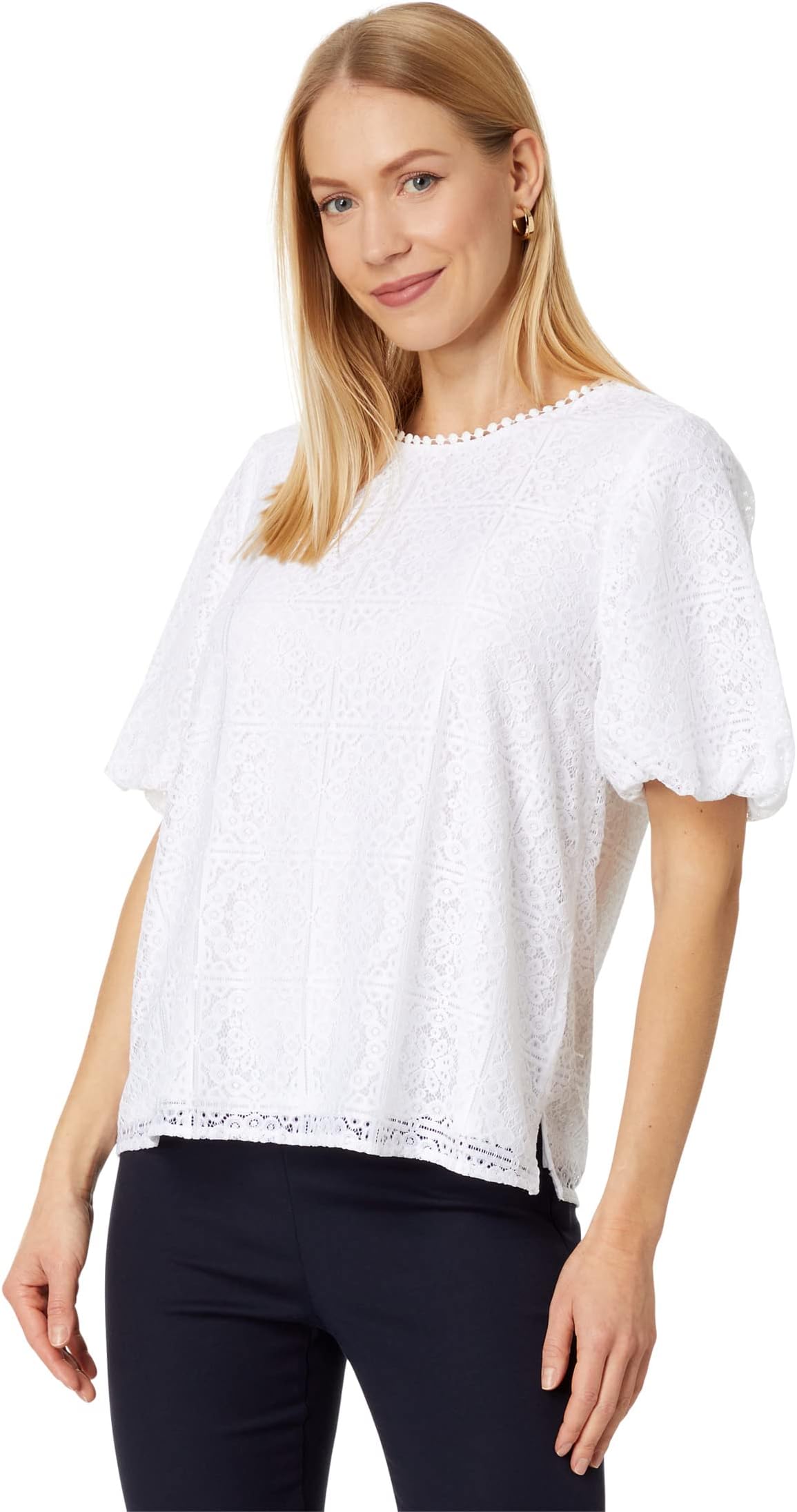 Блузка с коротким рукавом Vince Camuto, цвет Ultra White хлопковая футболка с коротким рукавом vince цвет washed rose
