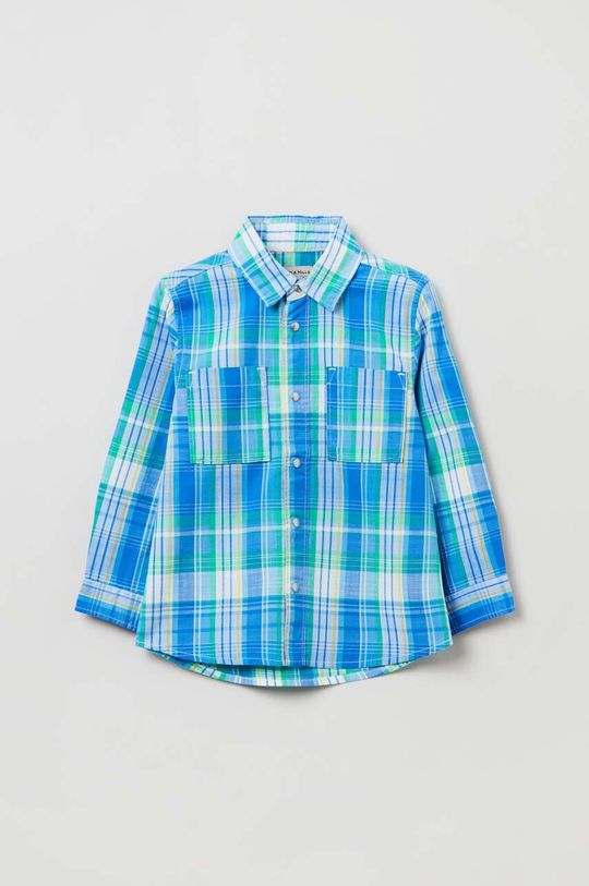 цена Детская хлопковая рубашка OVS, синий