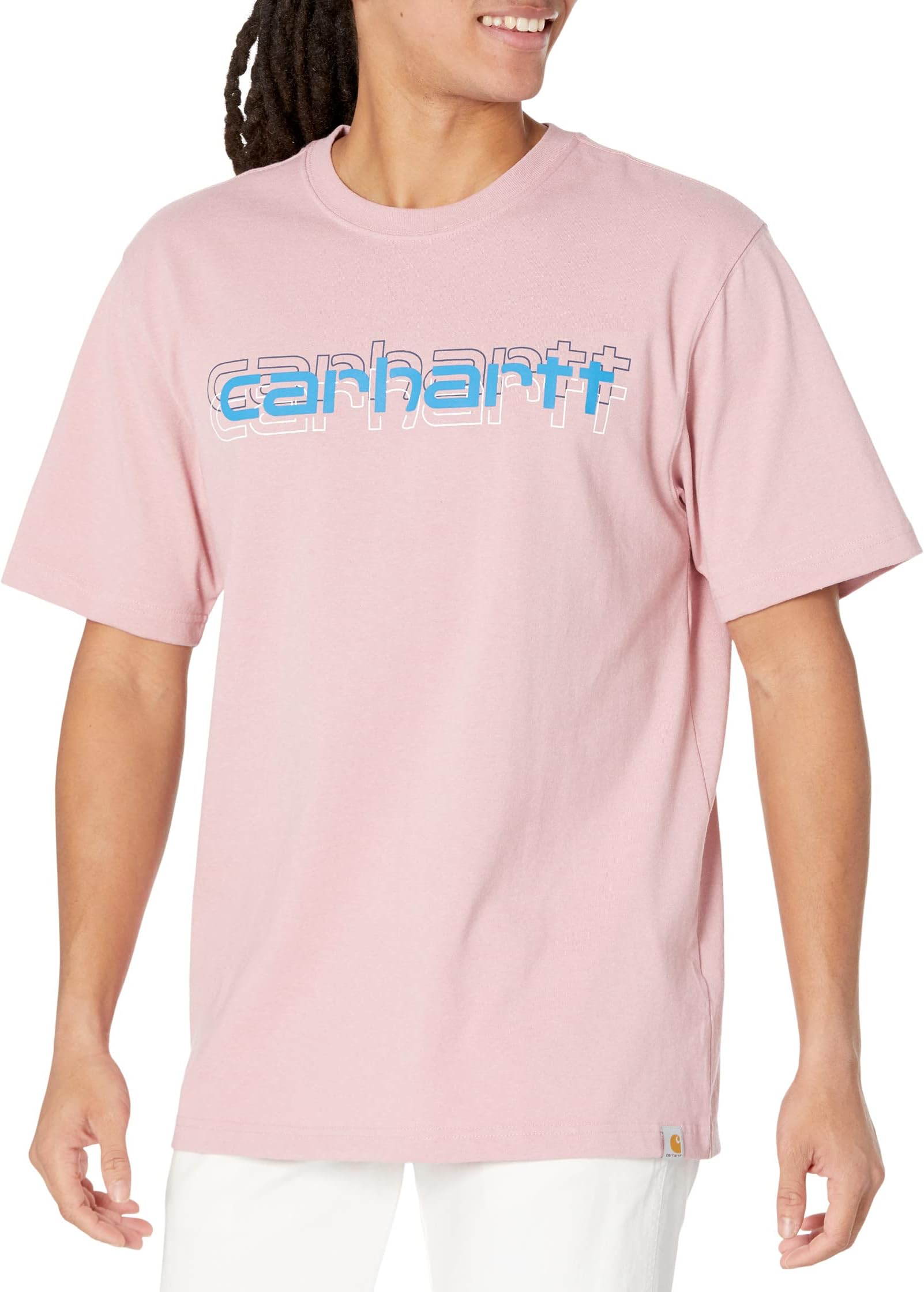 Свободная футболка тяжелого кроя с короткими рукавами и графическим логотипом Carhartt, цвет Foxglove Heather