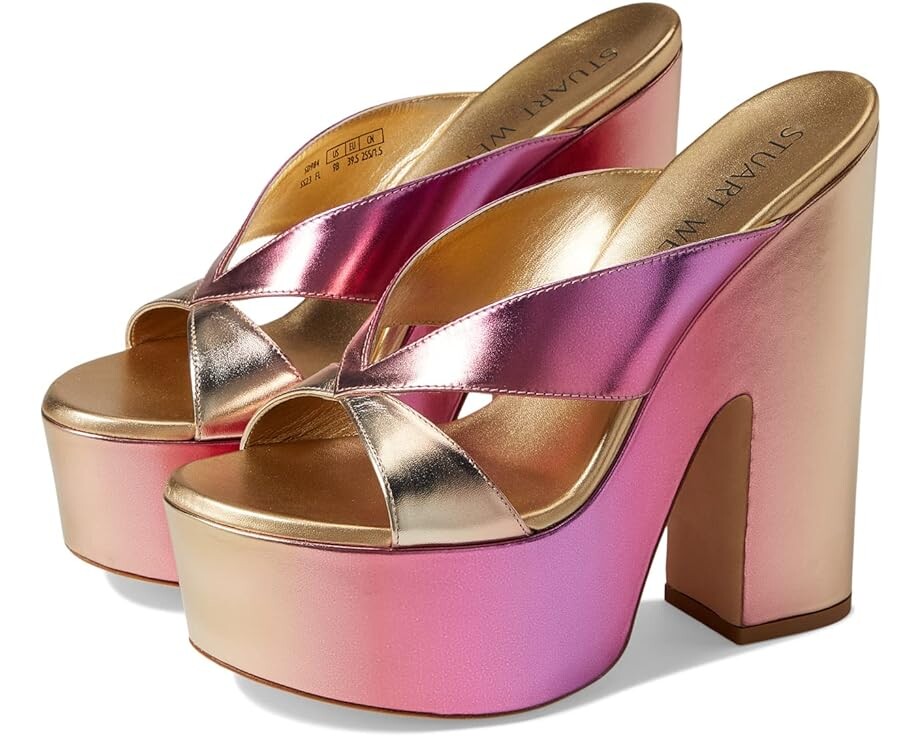 

Туфли Stuart Weitzman Miami Sohigh 145 Platform Slide, цвет Hot Pink Multi