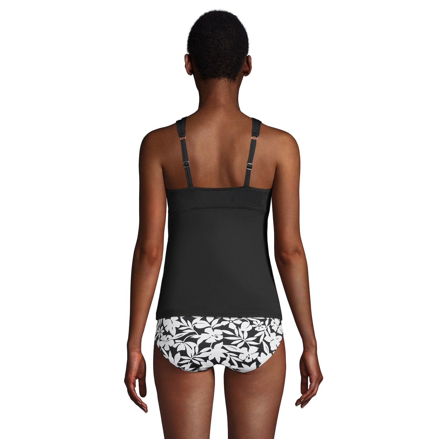 

Женский топ танкини в греческом стиле с принтом Lands End UPF 50, контролирующий живот Lands' End, черный