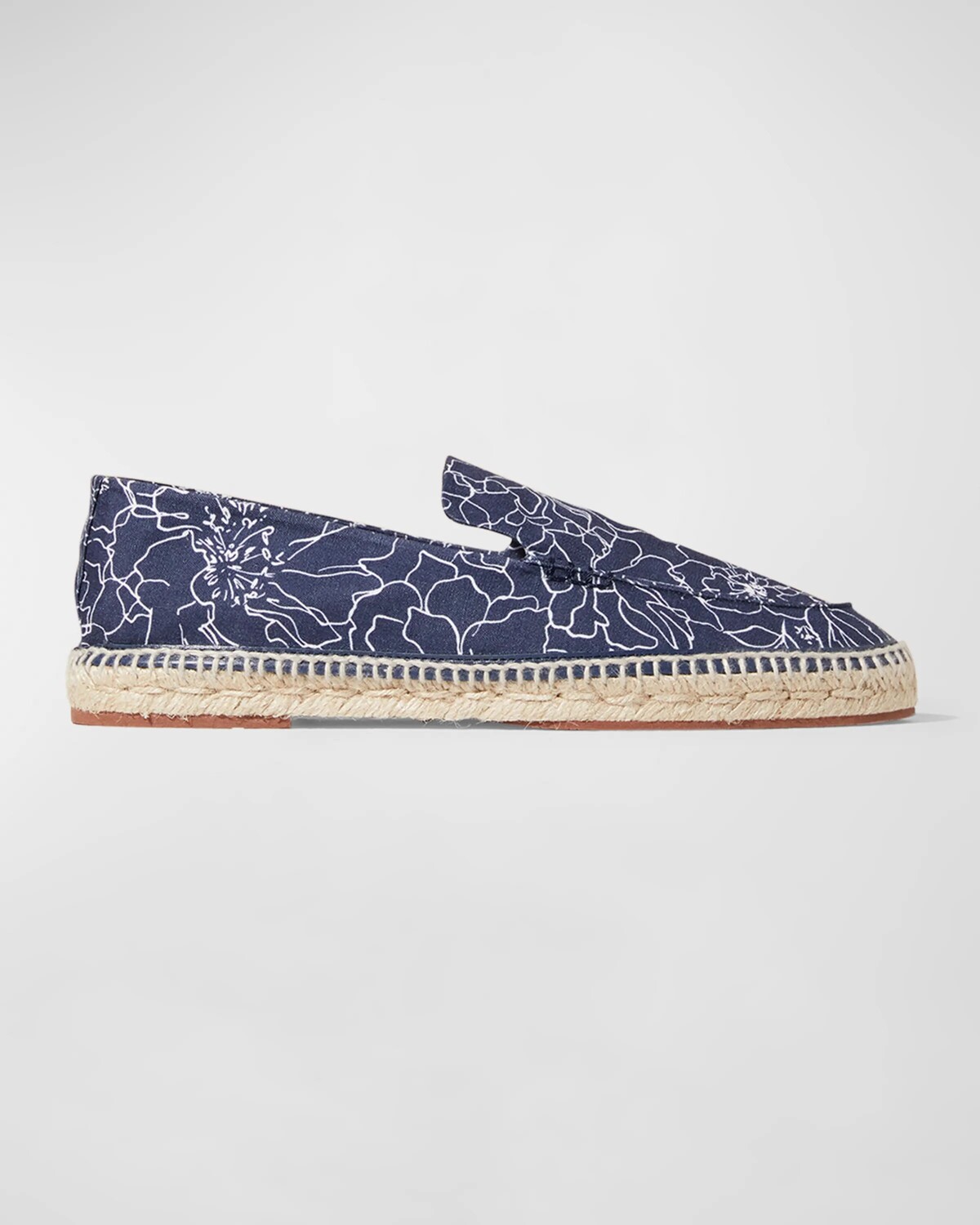 

Мужские льняные эспадрильи с цветочным принтом Seaside Walk Loro Piana, цвет Dark Blue Graphite/White
