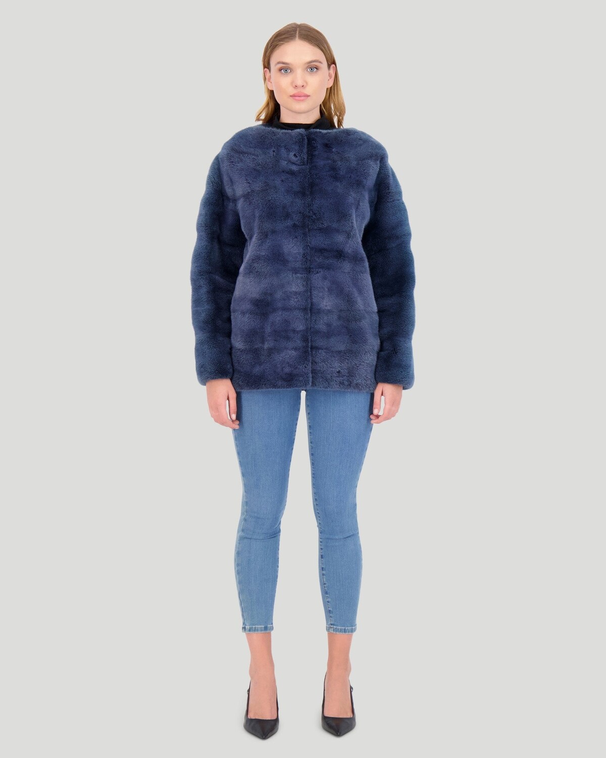 

Норковая куртка с воротником-воронкой GORSKI, цвет Denim