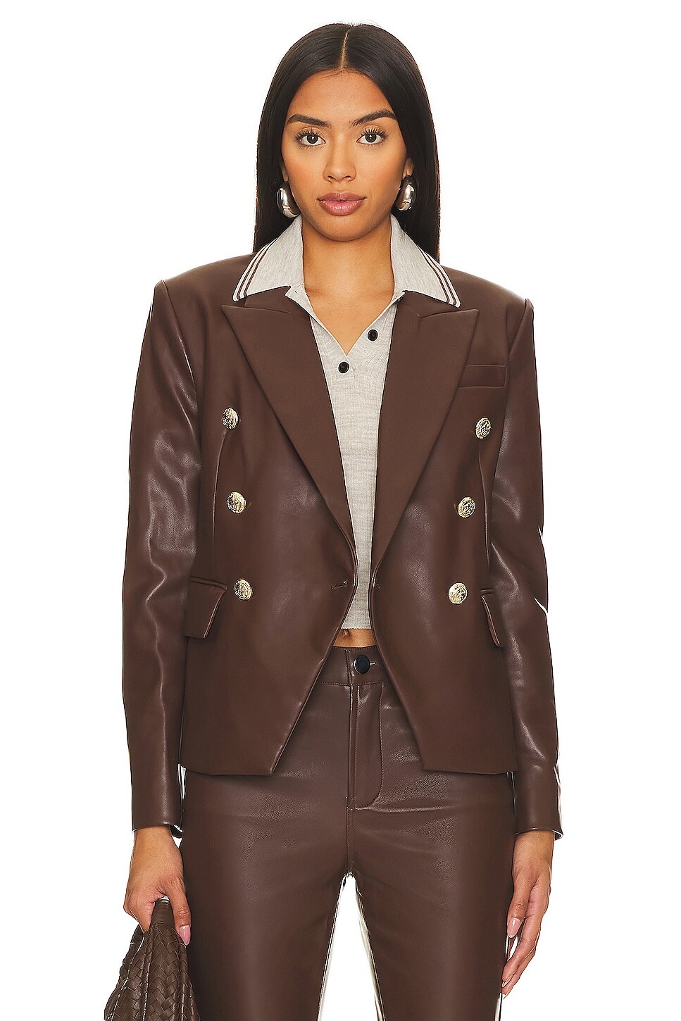 

Блейзер BCBGMAXAZRIA Faux Leather, цвет Chocolate