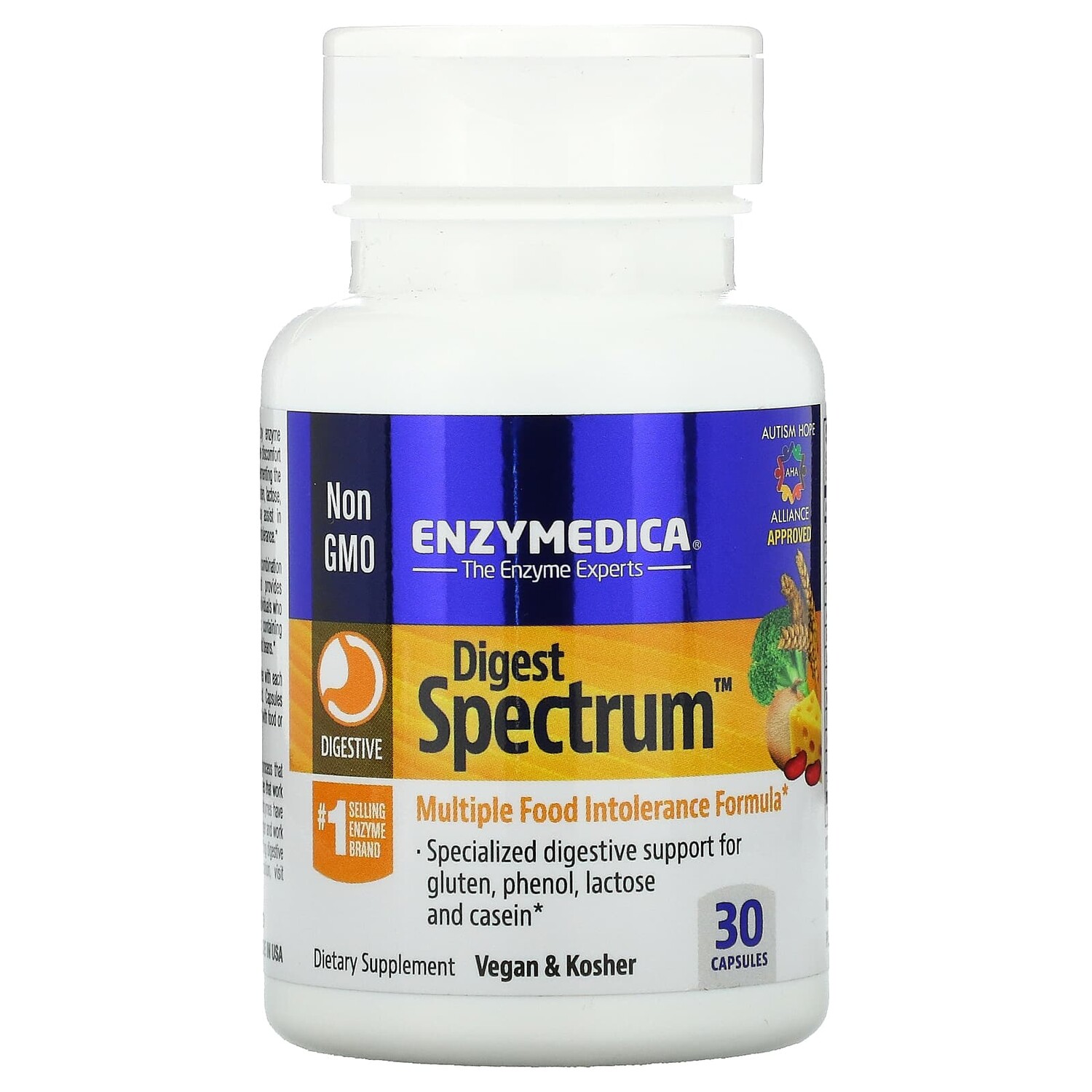 

Digest Spectrum, комплексное средство для пищевой непереносимости, 30 капсул, Enzymedica