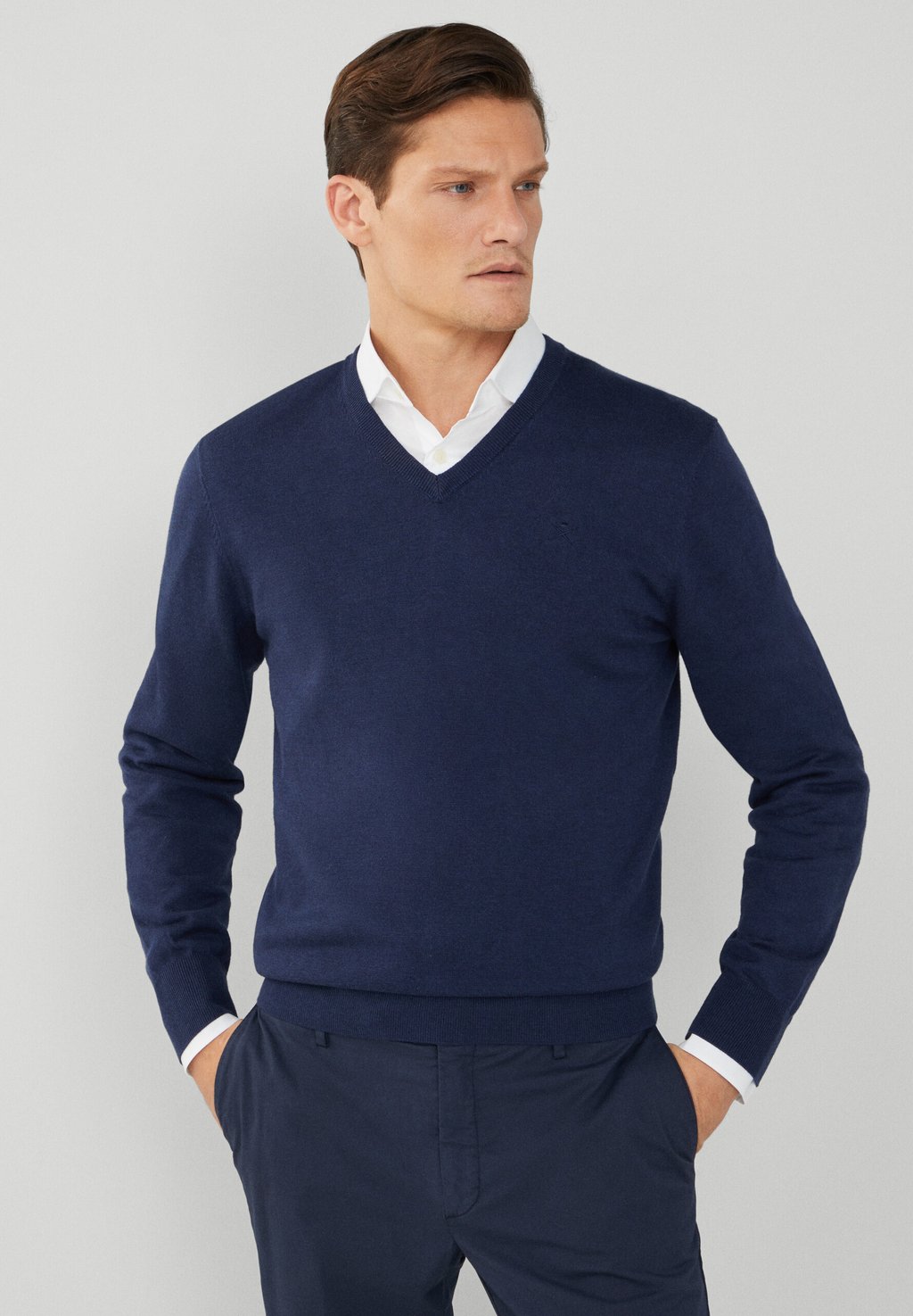 Вязаный свитер V NECK Hackett London, цвет navy вязаный свитер v waffle gap цвет tapestry navy