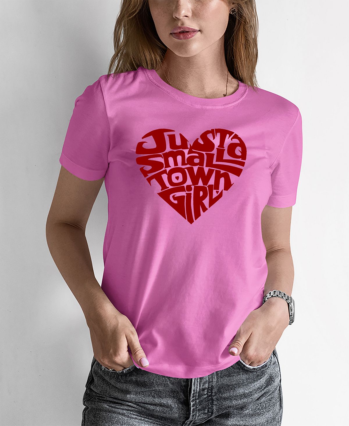 Женская футболка Word Art Just a Small Town Girl LA Pop Art, розовый