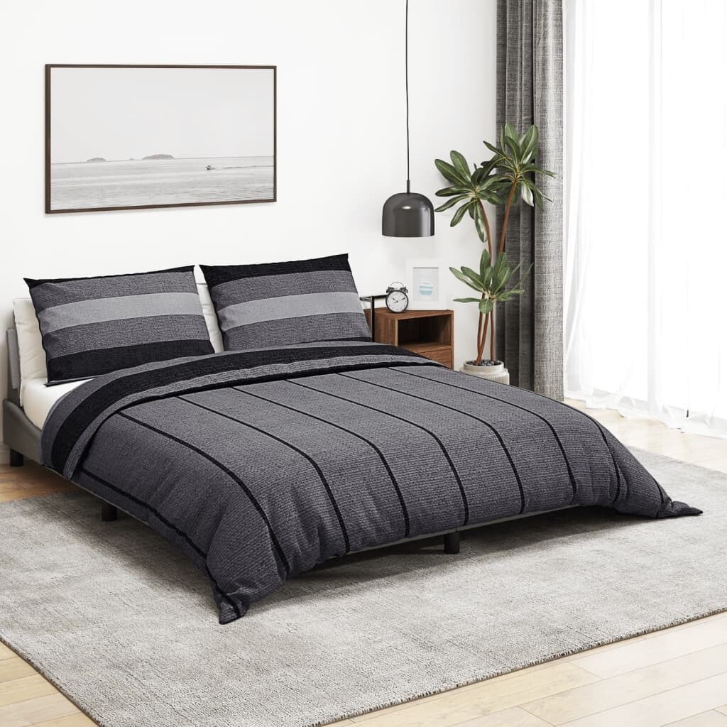 

Комплект постельного белья темно-серый 220х240 см хлопок DKD HOME DECOR, черный