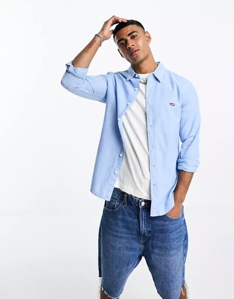 

Узкая оксфордская рубашка с логотипом Levi's синего цвета, Синий