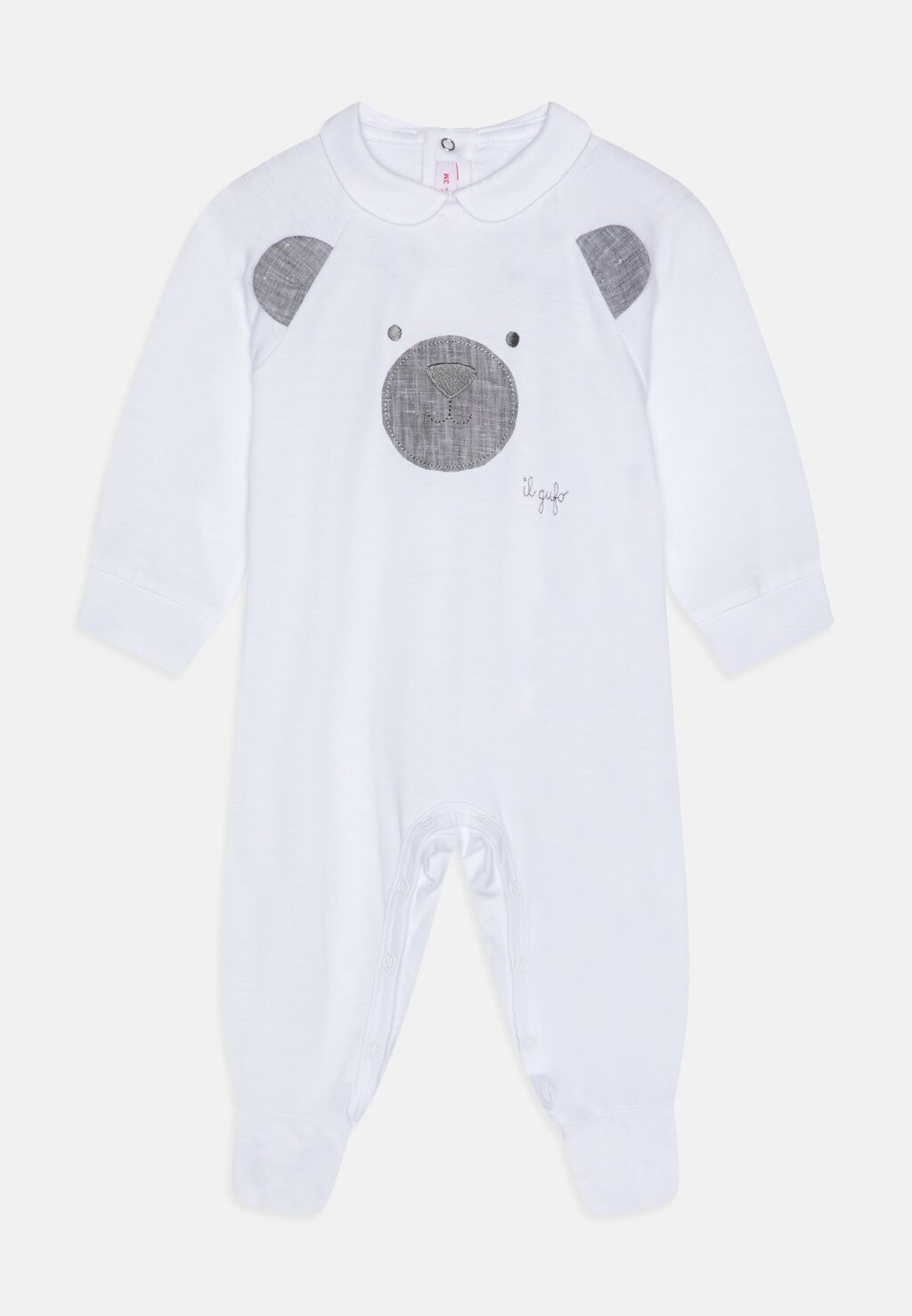 

Комбинезон ROMPER FOOT LONG SLEEVE BEAR APPLIQUÉ COLLAR UNISEX Il Gufo, цвет white/dark grey
