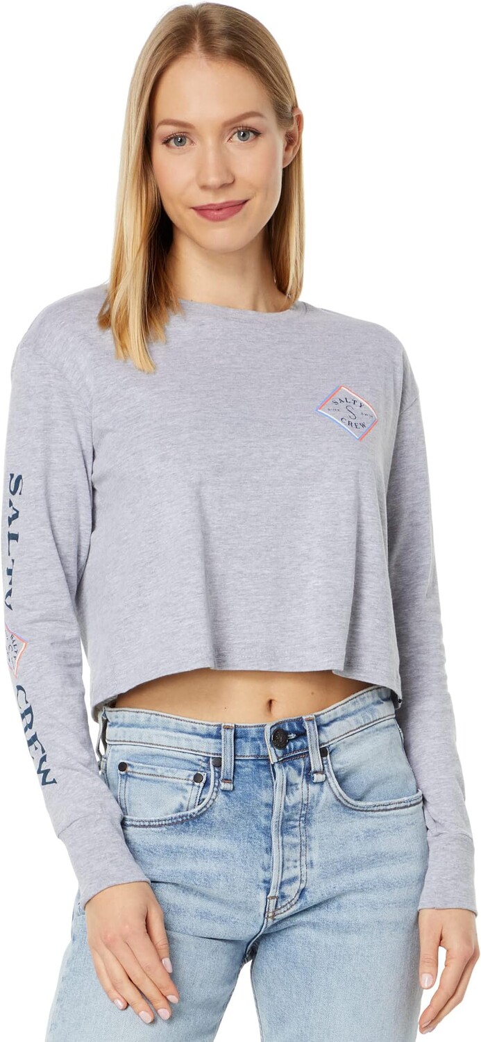 

Укороченная футболка с длинными рукавами Optical Tippet Salty Crew, цвет Athletic Heather