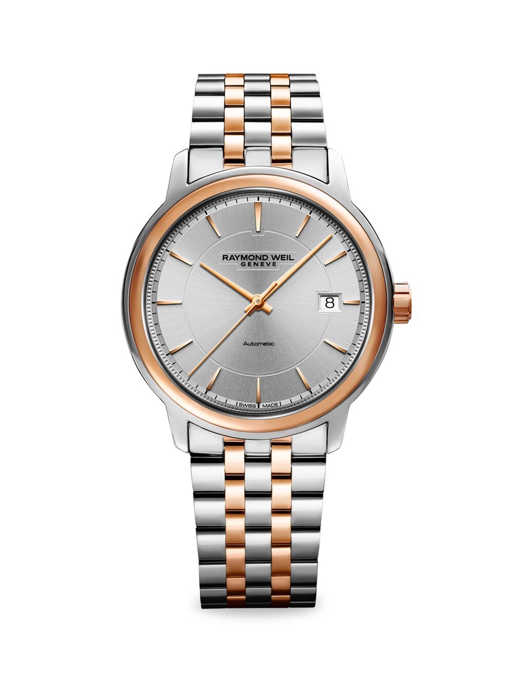 

Часы Maestro с двухцветным браслетом из нержавеющей стали Raymond Weil, серебряный