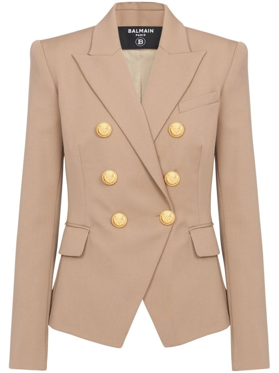 

Balmain double-breasted wool blazer, нейтральный цвет