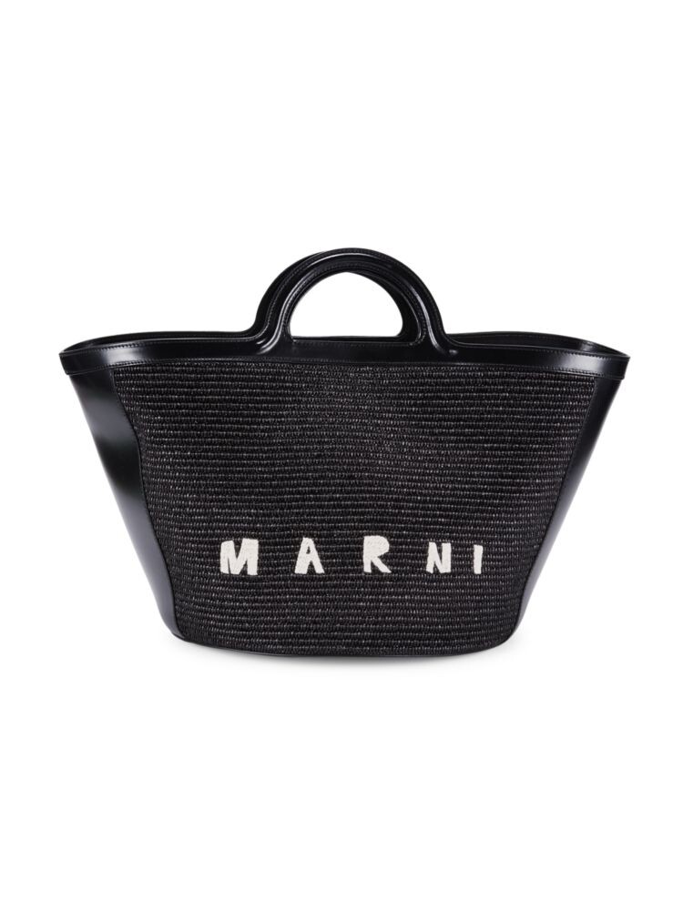 

Большая сумка с логотипом Tropicalia и верхней ручкой Marni, черный