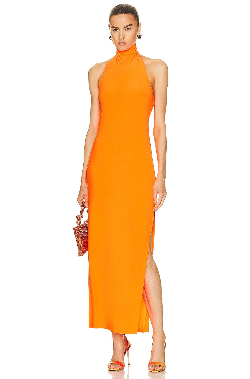 

Платье Norma Kamali Halter Turtle Side Slit Gown, цвет SOS